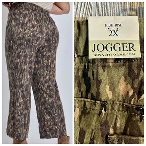 NEW! ROYALTY 2X CAMO JOGGER PANTS Casual Womens Cropped Ankle Length Cozy